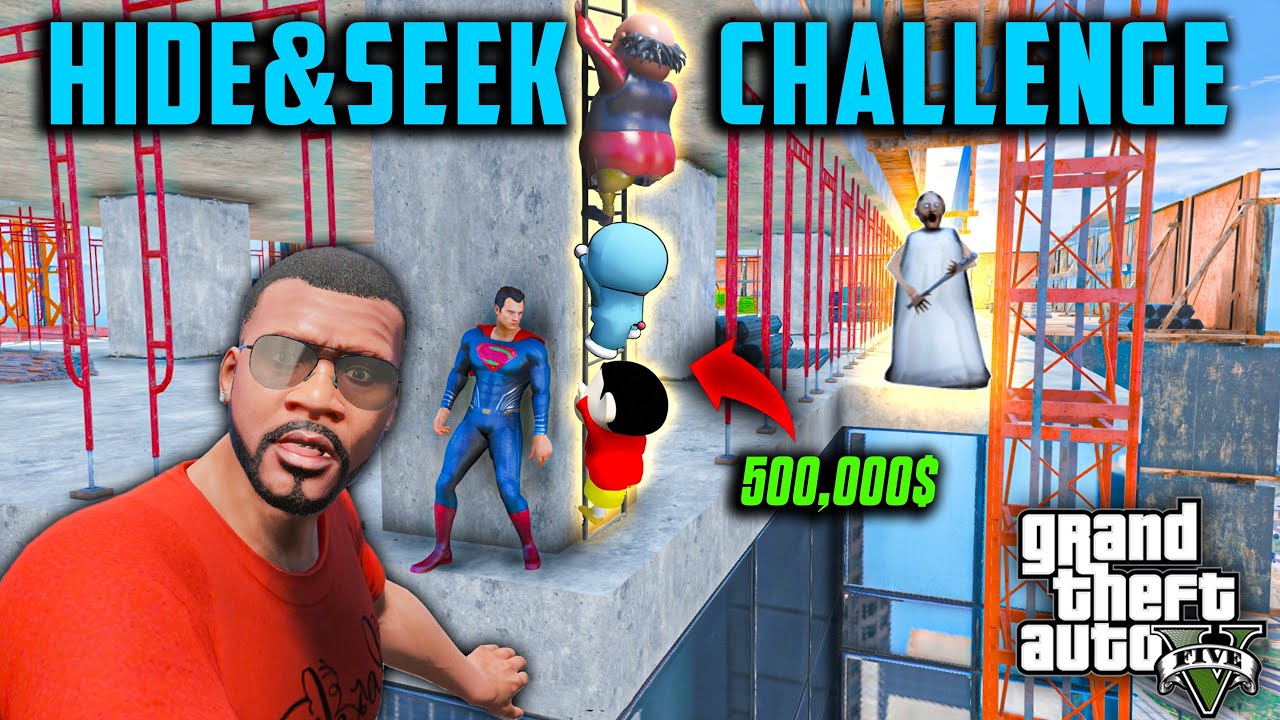 SHINCHAN DORAEMON💖 AND GRANNY😱 HIDE & SEEK CHALLENGE | GTA5🔥| #dominator_yt #gta5telugu #shinchan