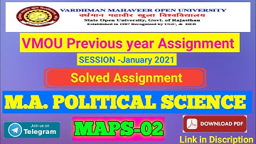 M.A. POLITICAL SCIENCE PREVIOUS YEAR (MAPS-02) SOLVED ASSIGNMENT JANUARY 2021 ,VMOU KOTA 2023