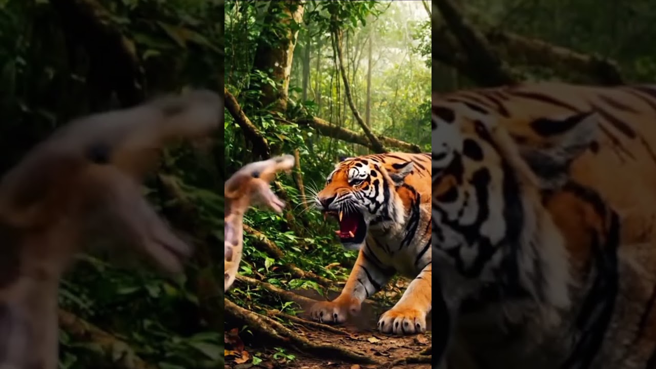 Aggressive Python vs Tiger Fighting in the jungle 😱 