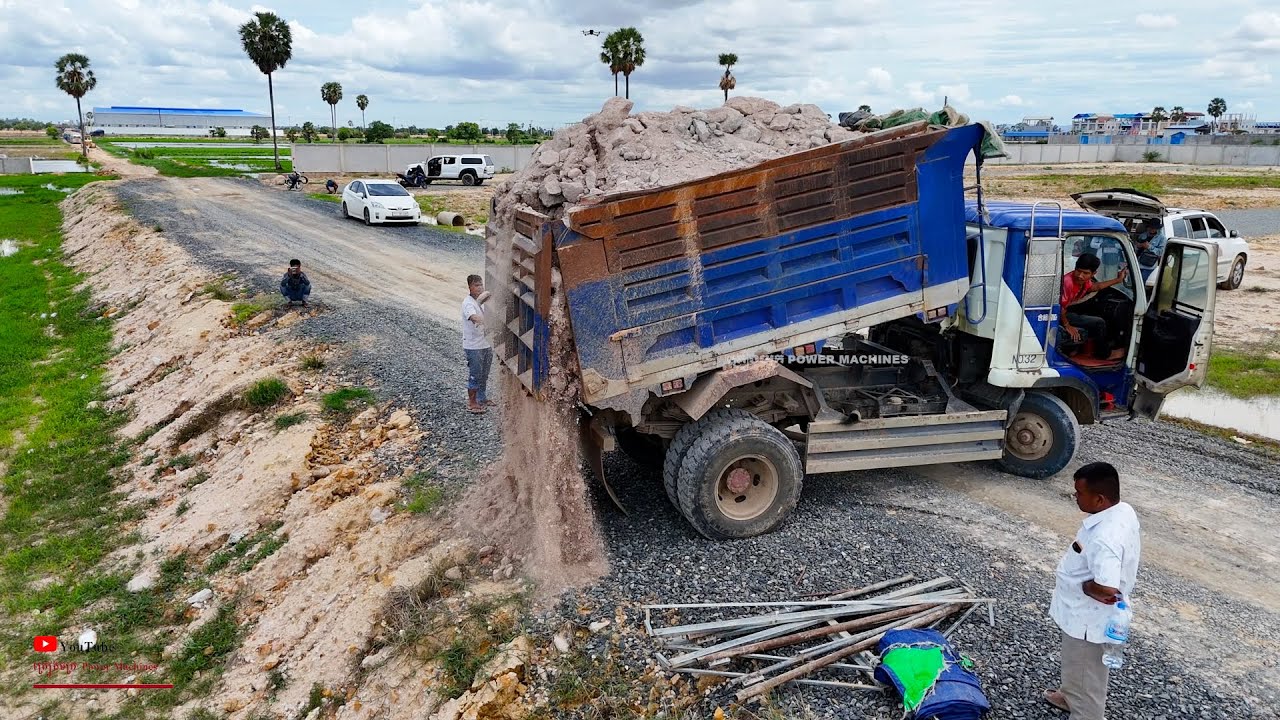 Wonderful Huge Size Project Landfill Full Action With Skills Operator KOMATS'U Dozer DumpTrucks Team