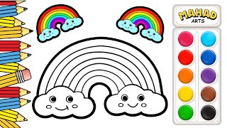 🌈Rainbow Drawing, Painting and Coloring for Kids & Toddlers | How to Draw, Lesson #043