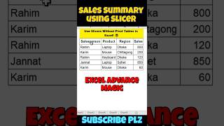Excel Slicer দিয়ে Instant Sales Summary! 📊 Smart Excel Trick