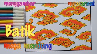 cara menggambar dan mewarnai batik mega mendung | how to draw and color Megamendung batik #34