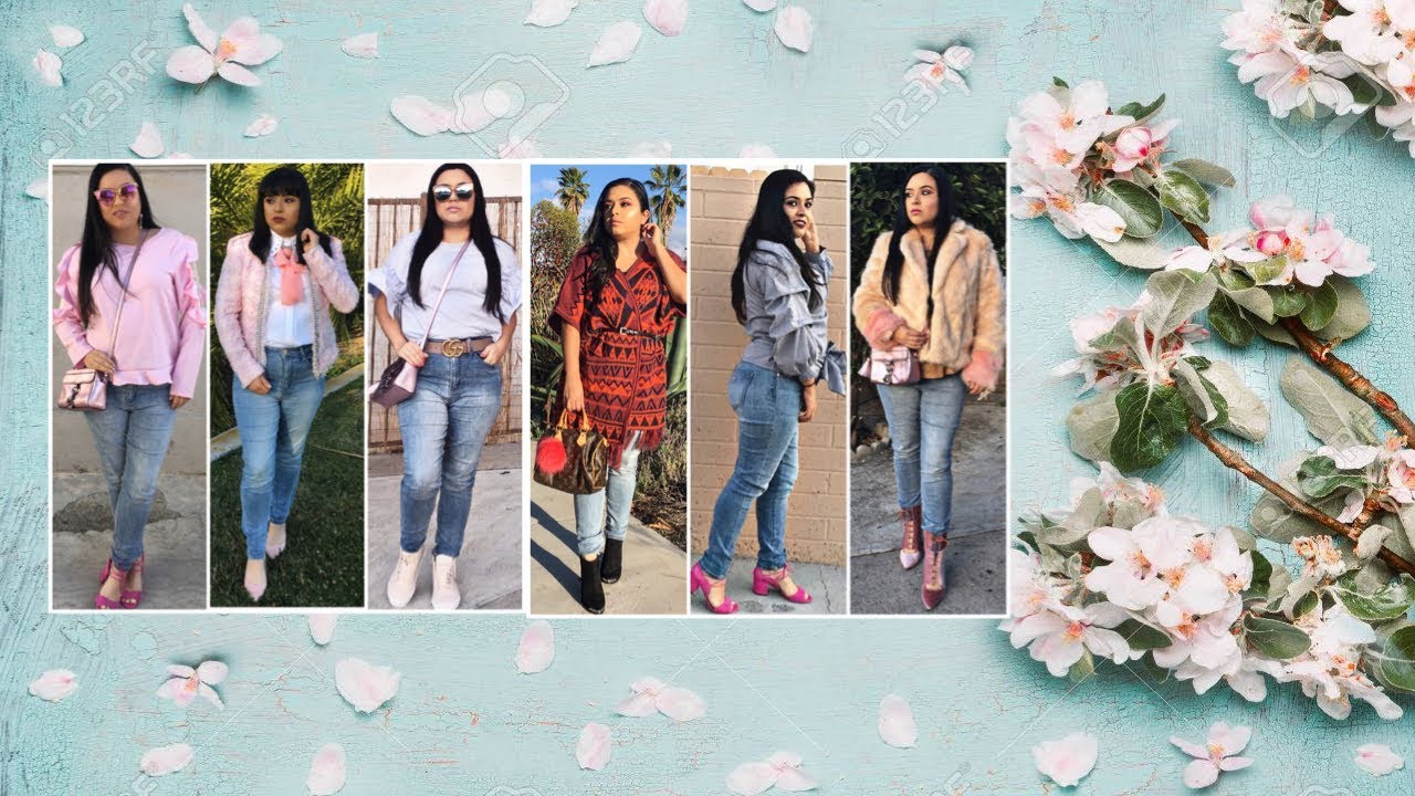 Un pantalon 6 outfits, pantalon de mezclilla (Primavera/Verano) Fotos Tallas Grandes