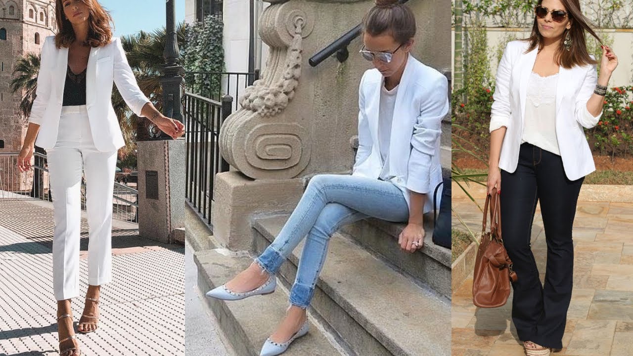 COMBINACIONES DE ROPA CON BLAZER BLANCO / LOOKS Y OUTFITS ELEGANTES O  CASUALES CON UN BLAZER BLANCO - YouTube