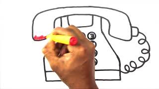 old telephone drawing easy coloring painting beginners | phone very easy drawing cute drawings tips
