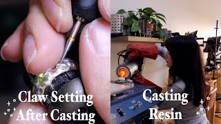 Studio Vlog #26 | Claw Setting After Casting, Casting Resin For The First Time! ✨