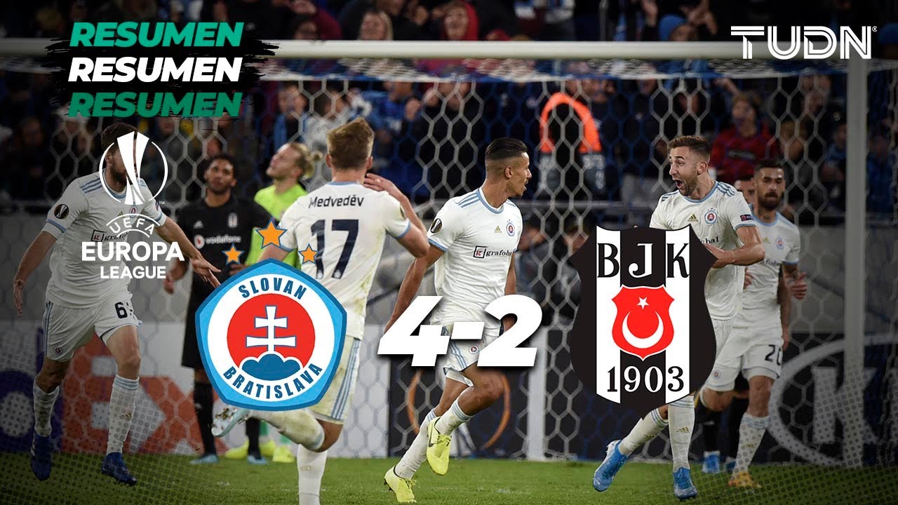 Resumen Slovan Bratislava 4 - 2 Besiktas | Europa League Grupo - J1 | TUDN football result