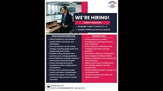 We’re looking for a Quality Manager to join one of our clients based in Germany