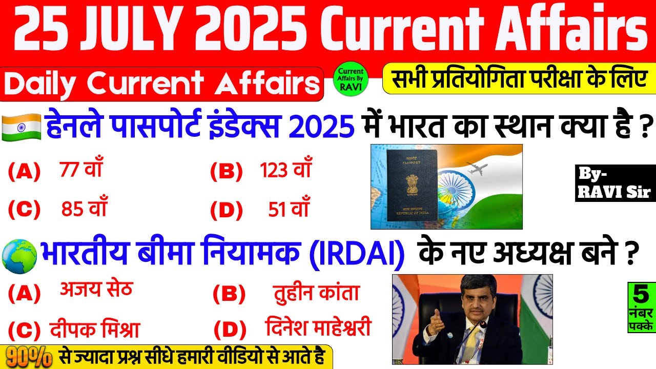 25 July 2025 Current Affairs | Current Affairs Today | Current GK- SSC ...