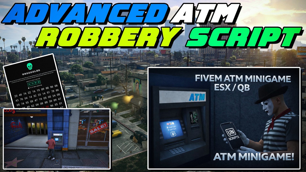 Script Atm Free Advanced ATM Robbery Script | UN ATM ROBBERY | QBCore/ESX | FiveM ...