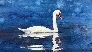 Relaxing Watercolor Painting - A Swan