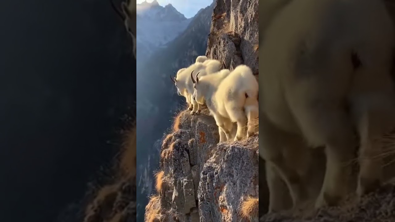 Mountain Goats Dash on Cliff 