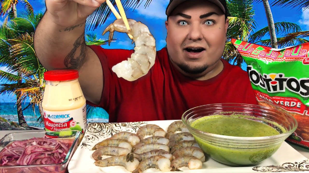 RAW SHRIMP MUKBANG | Aguachile Verde