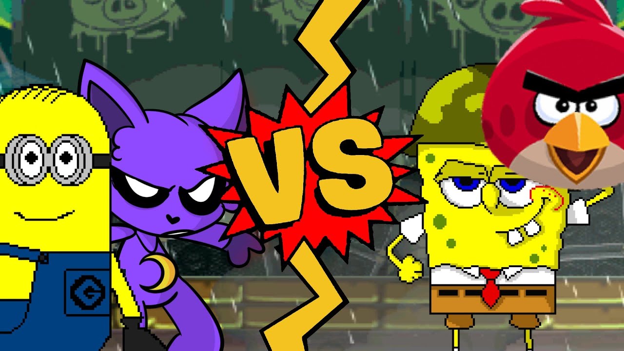 M.U.G.E.N. Battles | Dave The Minion/Catnap vs SpongeBob/Red Bird