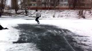 Toe loop in hockey skates slow motion