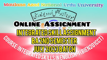 INTEGRATED SKILL ||English Online ASSIGNMENT BA 2nd SEMESTER JULY 2023 BATCH|Manuu