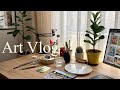 Art vlogmy relaxing art routine  new brushes studio makeover and watercolor painting