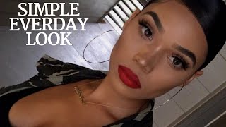 SIMPLE EVERYDAY MAKEUP w/ SOME GLOW & A POP OF RED! | Briana Monique'
