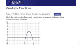 Given Graph, Describe the Quadratic Function - FishMath.com