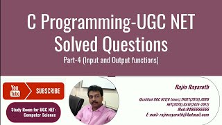 C Programming UGC net Solved Questions-Part 4(Input and Output functions)