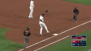ARI@SD: Myers dives, flips to Perdomo for out