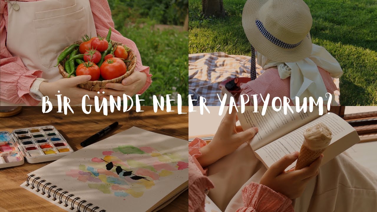 Bir Günde Neler Yapıyorum? ( Sulu Boya, Yeşillik Saklama, Bagel Sandviç, Islak Kek, Piknik, Kitap)