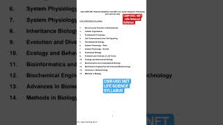 CSIR UGC NET  life Science Syllabus #2026