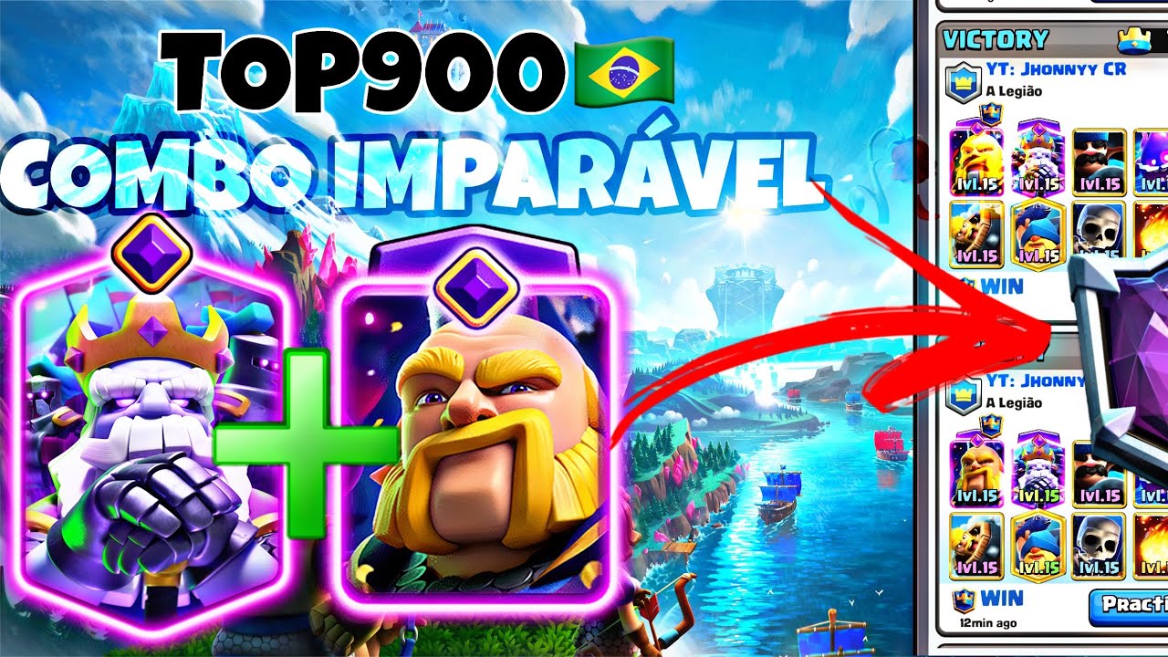 TOP900 DO BRASIL COM O DECK N°1 DE GIGANTE REAL NO CLASH ROYALE🏆