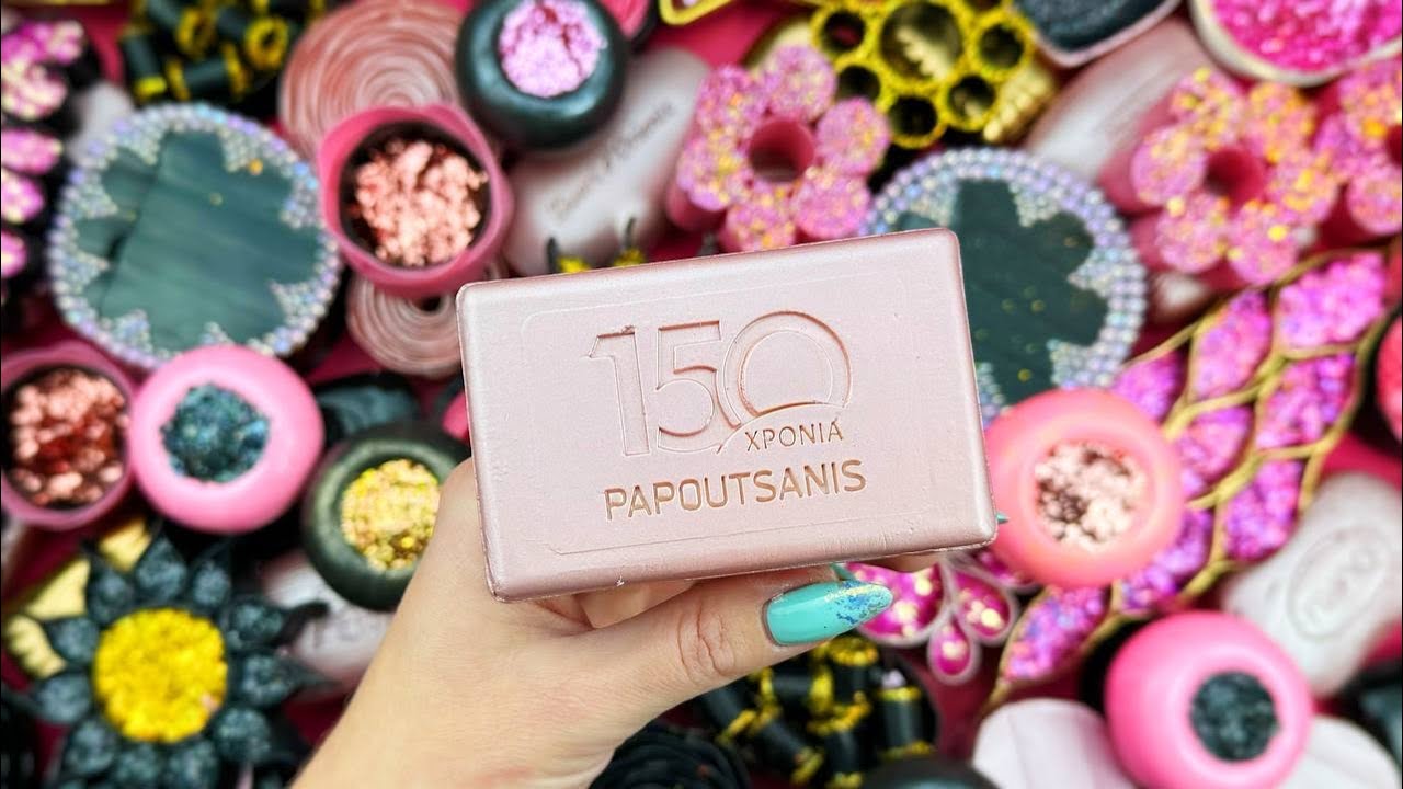 Relaxing ASMR Soap Art: Crushing Colorful Soap, Cutting cubes, and Creating with Glitter and Foam!