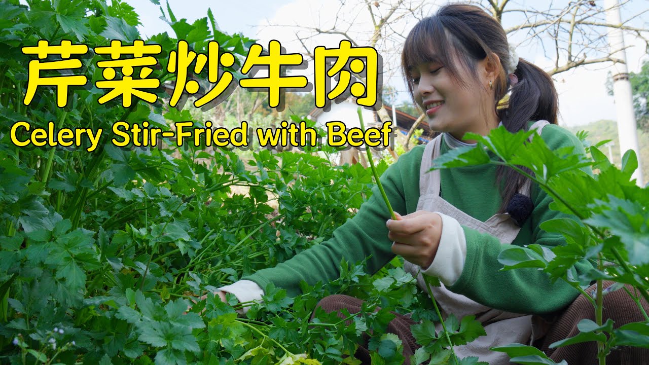 芹菜炒牛肉，清脆香嫩的美味家常菜！【叫我阿霞Channel】