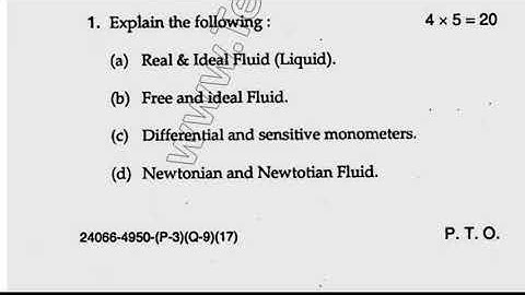 BTech Civil 3rd Sem Fluid Mechanics Question Paper