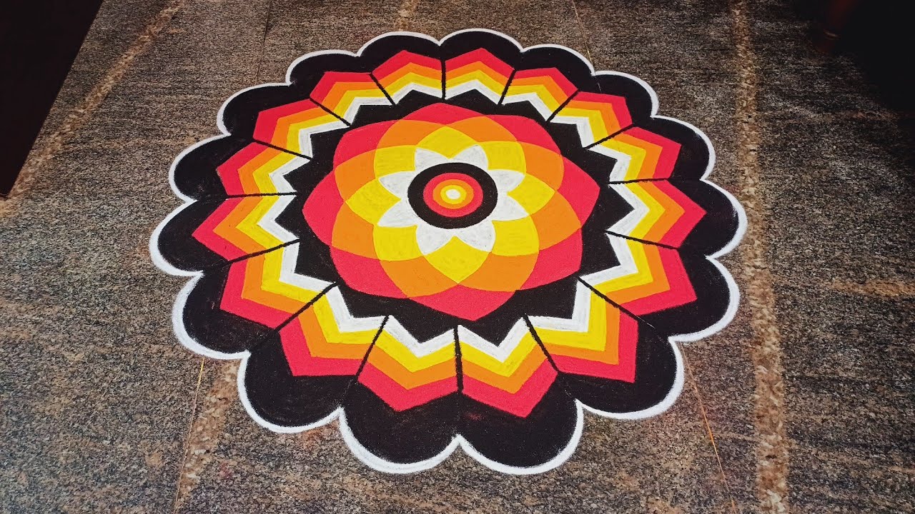 மார்கழி கோலம்|| newyear rangoli | 3d rangoli design | biggest rangoli | 3d kolam | p square rangoli