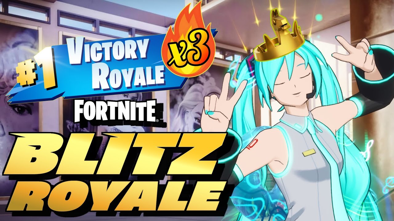 Victory Royale x3 👑 | Fortnite Blitz Royale | Solo | Hatsune Miku 初音ミク | No Commentary | 4K Gameplay