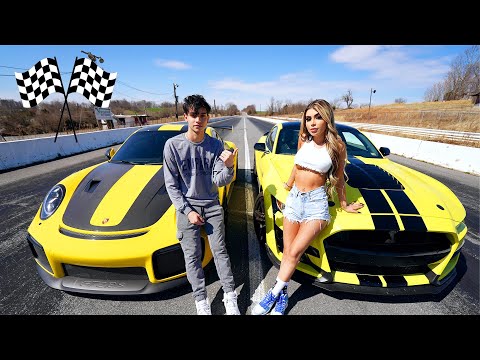 HOT GIRL RACED ME! (Ford Mustang Shelby GT500 vs Porsche 911 GT2 RS)