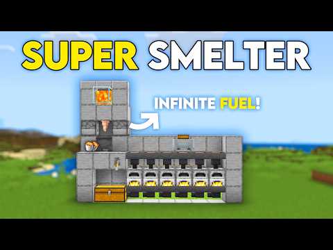 NEW Easiest AUTO SUPER SMELTER in Minecraft Bedrock! (26.1+)