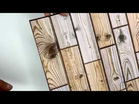 Стінові пластикові панелі Плитка Дерево Жовте 300*300*4мм 3Д-панелі на стіну дошки з прожилками SW-00001133, видео 1
