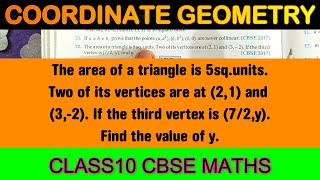 The area of triangle is 5sq.units. Two of its vertices are at (2,1) and (3,-2). If the third vertex