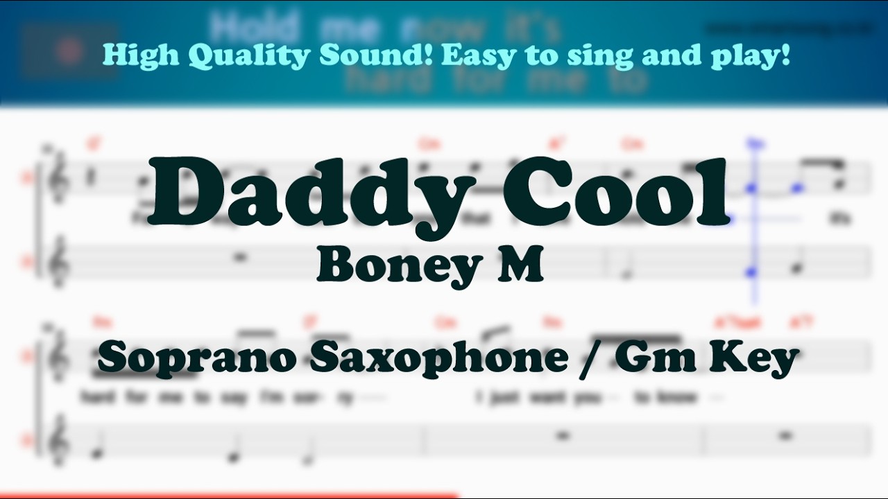 Daddy Cool - Boney M (Tenor/Soprano Saxophone Sheet Music Gm Key / Karaoke / Easy Solo Cover)