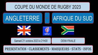 ANGLETERRE - AFRIQUE DU SUD : Demi-Finale de la coupe du monde de rugby 2023 - 21/10/2023