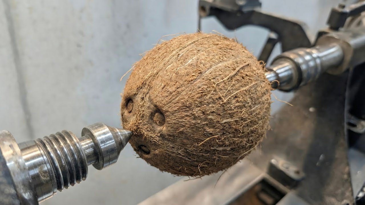 Woodturning - Coconut watch the unexpected transformation !! 