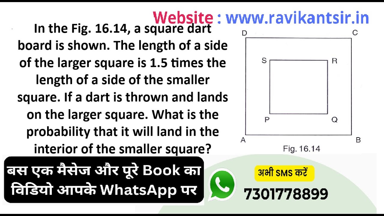 In the Fig. 16.14, a square dart board is shown. The length of a side of the larger square is 1.5 ti