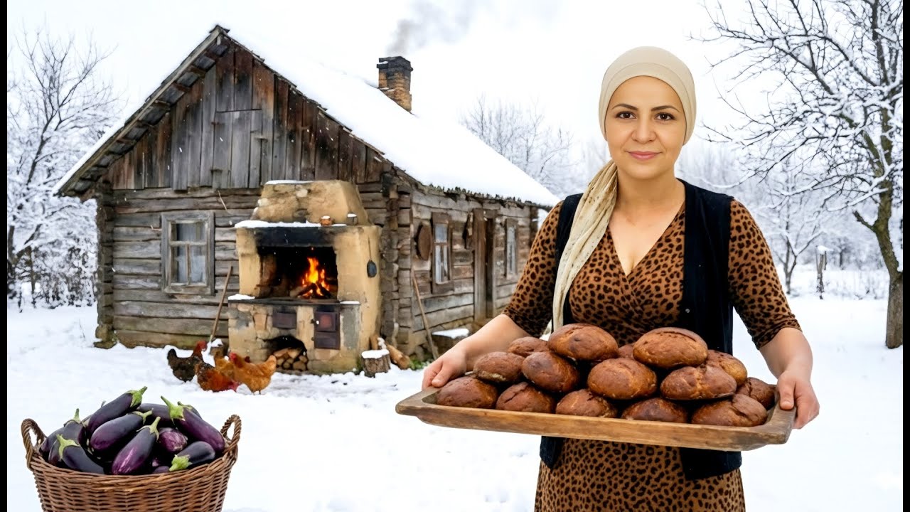 Snow & Rain Cooking : Date-Walnut Bread & Smoky Eggplant Dip in the Village