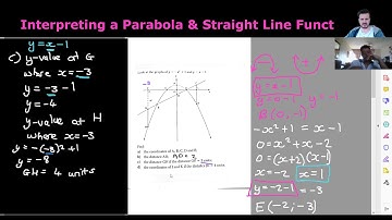 Grade 10 Maths - Interpreting Straight Lines and Parabolas on the same graph