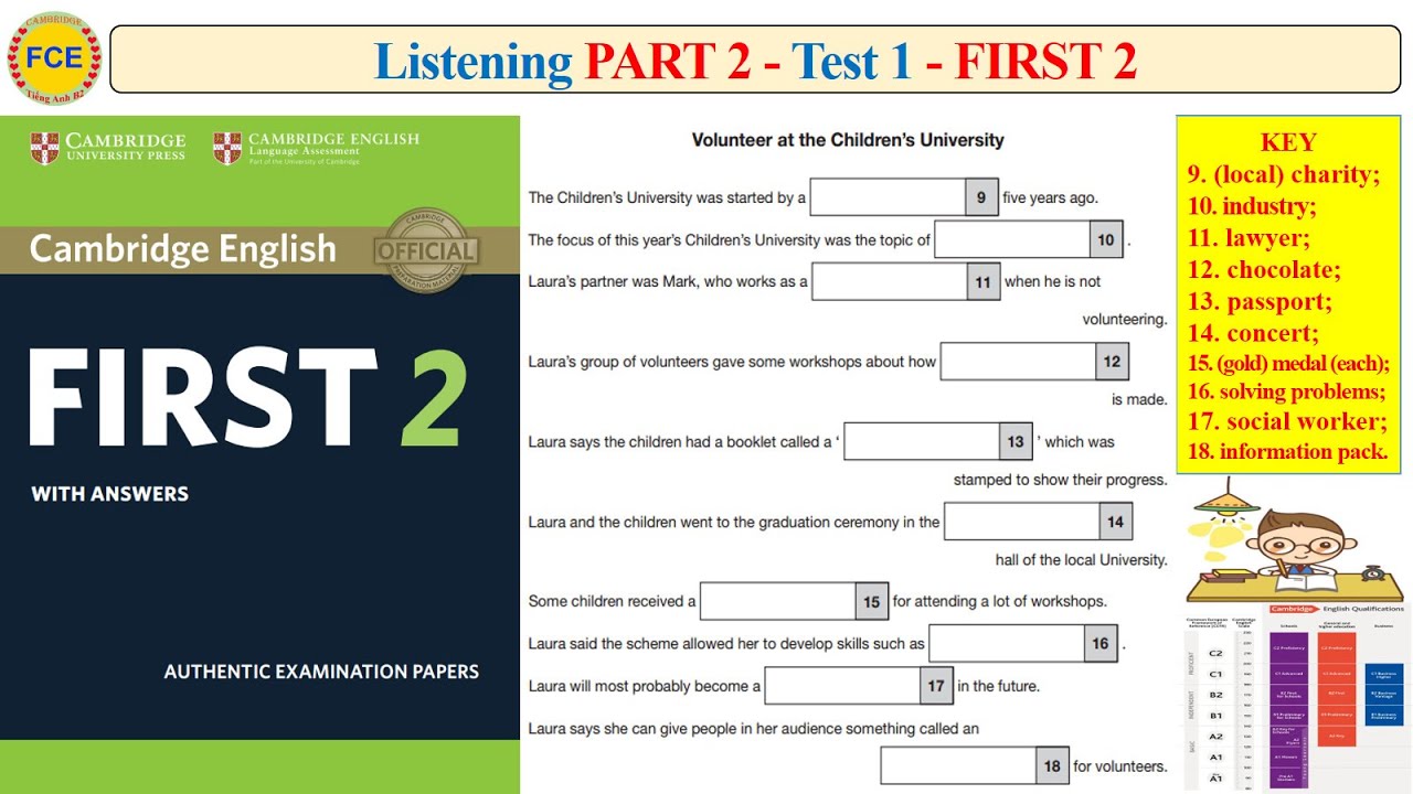 FCE First 2 - Listening Part 2 - Test 1 (Test 5) (Transcript + Key)