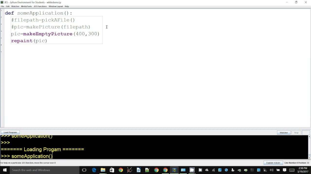 Code Fundamentals in JES: makeEmptyPicture function - YouTube