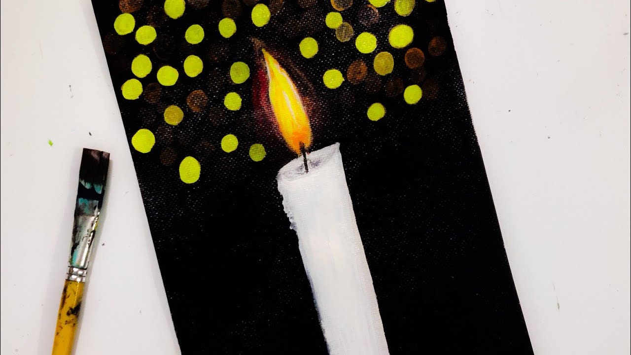 Candle light paintingEasy acrylic candle 🕯️ painting Step by step