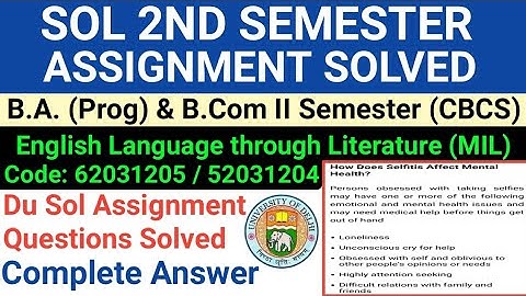 English Language through Literature Assignment Solved | Sol 2nd Sem Assignment Answer 2021| B.a prog