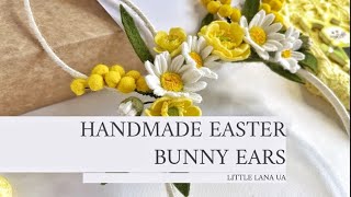 Handmade floral bunny ears headband for girls. Easter felt accessory. 