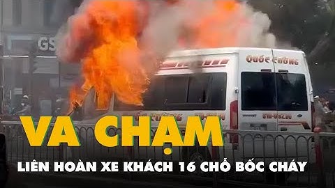 Sau va chạm liên hoàn, xe khách 16 chỗ bốc cháy gần trụ sở cứu hỏa ở TP.HCM